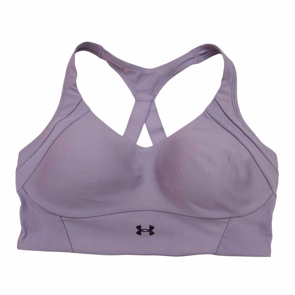 Under Armour Infinity Ribbed Sports Bra Womens Large Purple Athletic Racerback